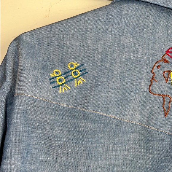 Rare 70’s Vintage Embroidered Blue Western Shirt - Picture 5 of 9